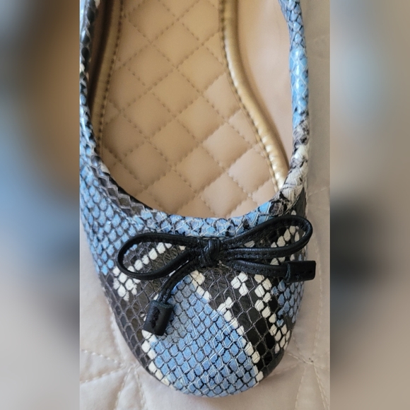 J Mclaughlin Mercer Ballet Flats Snakeskin Blue Black Size 7 Leather Sole - Picture 8 of 16